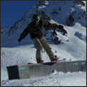 Ollie snowboarding in Killington